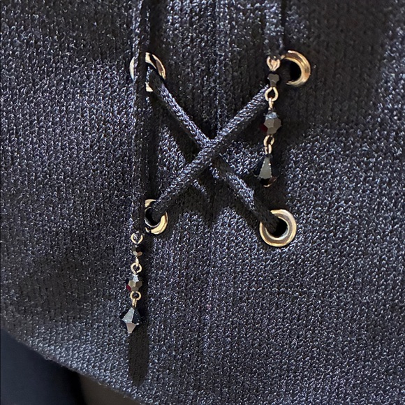 St. John NEW - Black Lace-Up Top - Picture 3 of 4